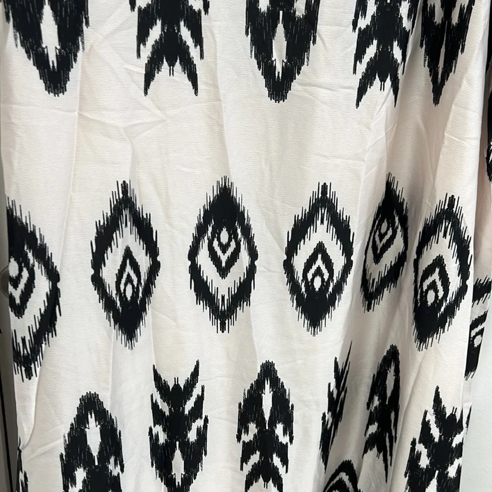 NIB - Womens Maxi Summer Dress, Pink with Black Geometric Pattern - 1X, 2X, 3X - Picture 9 of 13